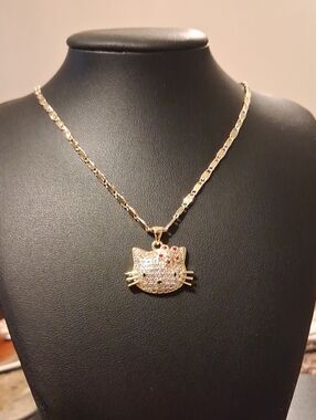 18k GF Cat Pendant Necklace New In Box